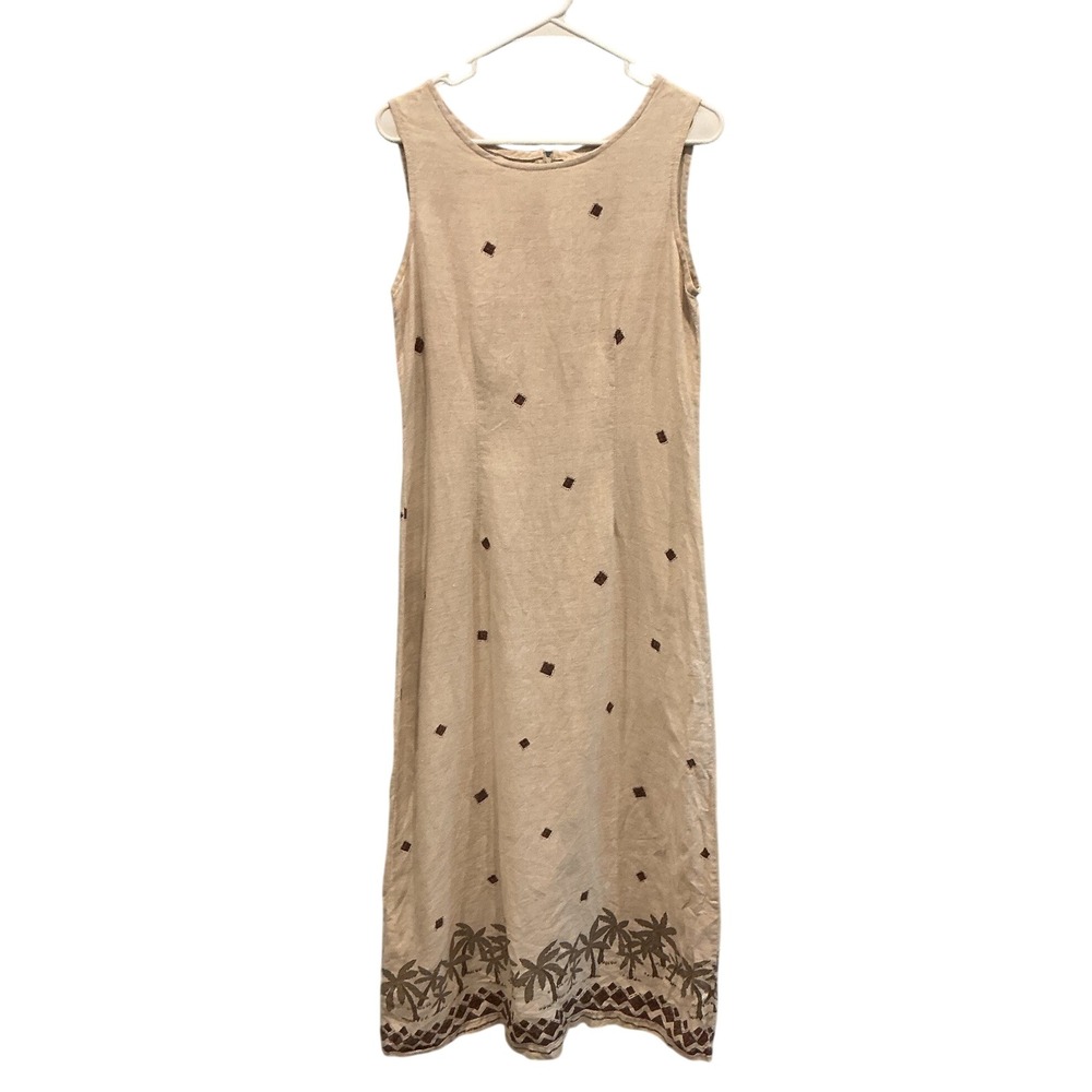 Match Point Womens Sleeveless Linen Shift Maxi Dress 6 Palm Beach Boho Vacay